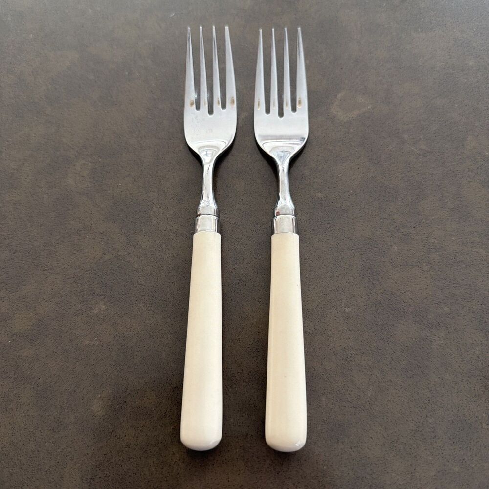 Set Of 2 Stanley Roberts Spectrum Ivory Stainless SALAD FORKS 6 3/4"